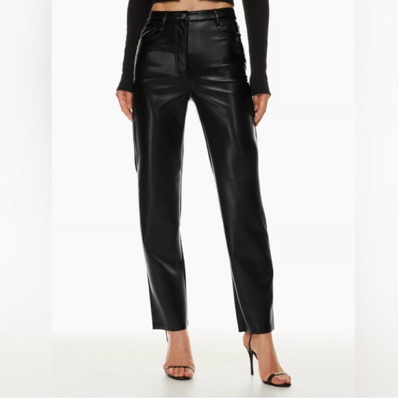 Wilfred Pants - Aritzia Wilfred Melina Black Vegan Leather High Rise Pants